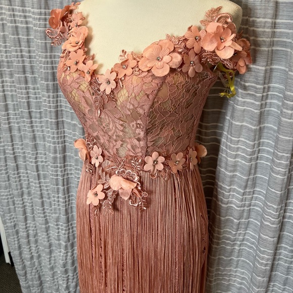 Tarik Ediz Pink Floral Fringe Dress - Picture 2 of 9